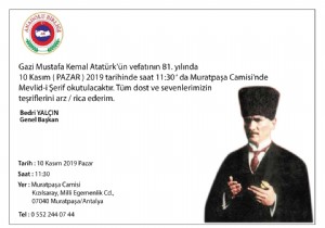 Anadolu Birlii Derneince Atatrk in  Mevlid Okutulacak